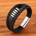 Apex Steel Bracelet – Triple Black Leather Band
