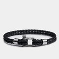 Urban Anchor Bracelet – Black Braided Leather Band