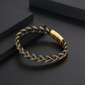 Aurum Braid Bracelet – Black & Gold Leather Band
